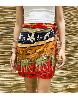 Vintage εμπριμέ wrap φούστα mini 