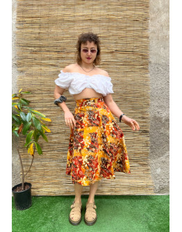 Vintage εμπριμέ wrap φούστα midi 