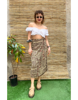 Vintage εμπριμέ wrap φούστα midi M