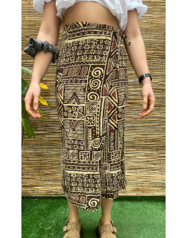 Vintage εμπριμέ wrap φούστα midi M