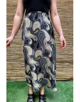 Vintage μεταξωτή εμπριμέ φούστα maxi XS