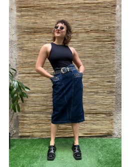 Vintage 80's denim φούστα midi M