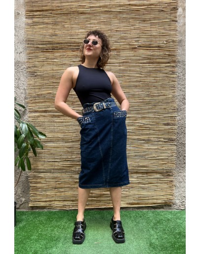 Vintage 80's denim φούστα midi M