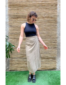 Vintage λινή wrap φούστα midi 