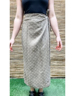 Vintage λινή wrap φούστα midi 