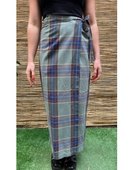 Vintage καρό wrap φούστα midi L