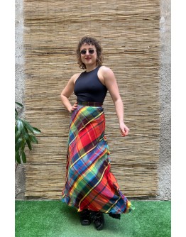 Vintage καρό φούστα maxi XS-S