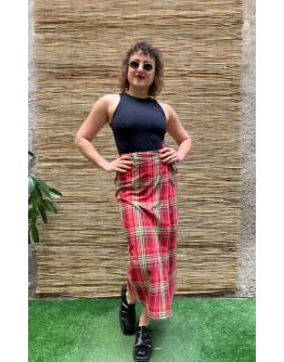 Vintage καρό wrap φούστα midi M