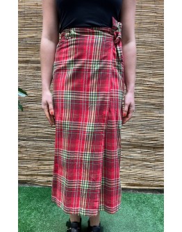 Vintage καρό wrap φούστα midi M