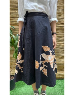 Vintage εμπριμέ wrap φούστα midi