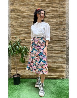 Vintage εμπριμέ wrap φούστα midi