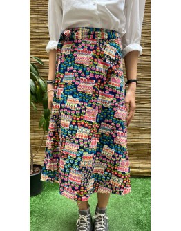 Vintage εμπριμέ wrap φούστα midi
