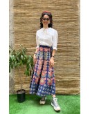 Vintage printed wrap skirt maxi