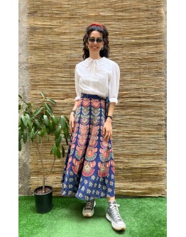 Vintage εμπριμέ wrap φούστα maxi