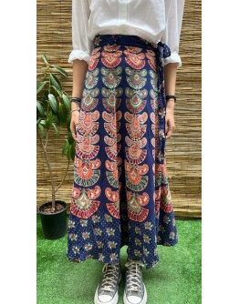 Vintage εμπριμέ wrap φούστα maxi