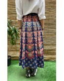 Vintage printed wrap skirt maxi