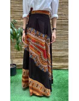 Vintage εμπριμέ wrap φούστα maxi