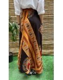 Vintage εμπριμέ wrap φούστα maxi