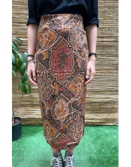 Vintage εμπριμέ wrap φούστα midi M
