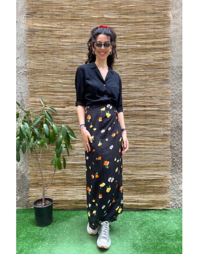 Vintage φλοράλ wrap φούστα maxi