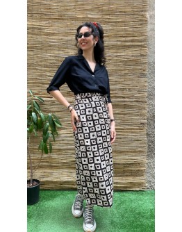 Vintage εμπριμέ wrap φούστα maxi