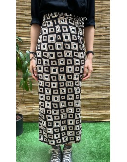 Vintage εμπριμέ wrap φούστα maxi