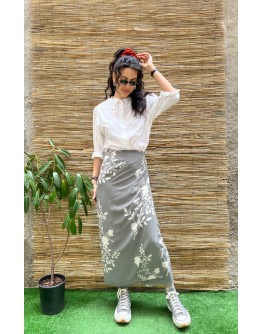 Vintage φλοράλ wrap φούστα maxi
