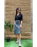 Vintage καρό wrap φούστα midi 