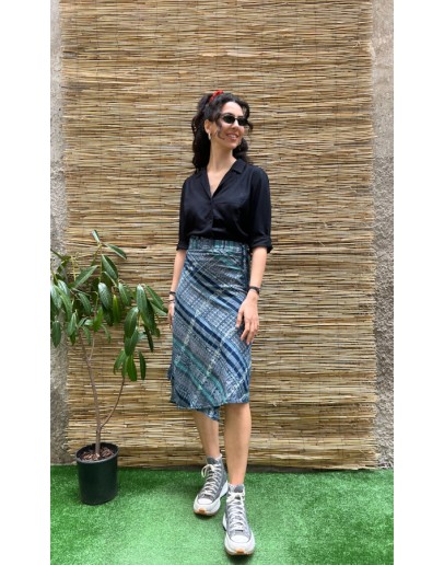 Vintage καρό wrap φούστα midi 