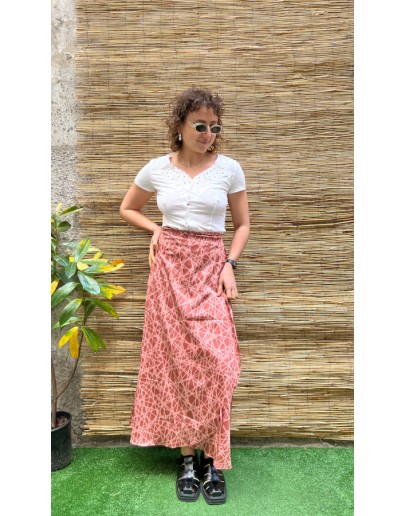 Vintage εμπριμέ wrap φούστα maxi
