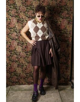 Vintage μάλλινη πλισέ φούστα S-Μ