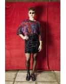 Vintage εμπριμέ βελούδινη φούστα S