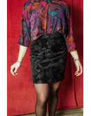 Vintage εμπριμέ βελούδινη φούστα S