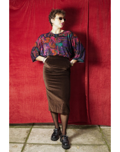 Vintage βελούδινη φούστα midi S