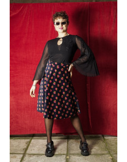 Vintage εμπριμέ βελούδινη φούστα M