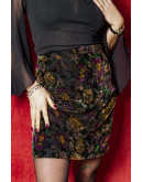Vintage printed velvet skirt M