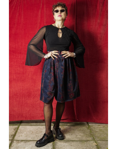 Vintage printed velvet skirt S