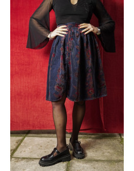 Vintage εμπριμέ βελούδινη φούστα S