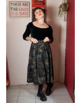 Vintage εμπριμέ μάλλινη φούστα M