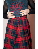 Vintage μάλλινη wrap καρό φούστα S