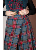 Vintage μάλλινη wrap καρό φούστα S