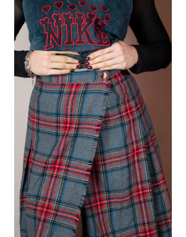 Vintage μάλλινη wrap καρό φούστα S