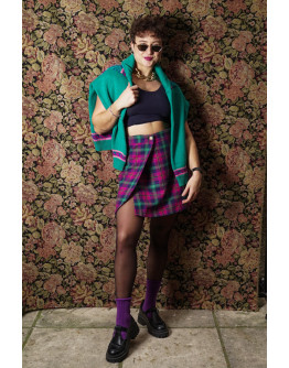 Vintage καρό wrap φούστα M