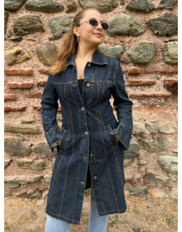 Vintage denim trench coat 