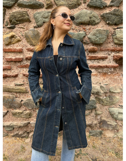 Vintage denim trench coat 