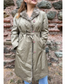 Vintage trench coat with a furry vest 