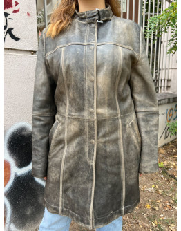 Vintage δερμάτινο distressed τζάκετ M