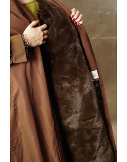 Vintage καφέ καμπαρτίνα με γούνινη επένδυση