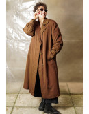 Vintage καφέ καμπαρτίνα με γούνινη επένδυση