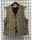 Vintage vest with shiny embroidery L